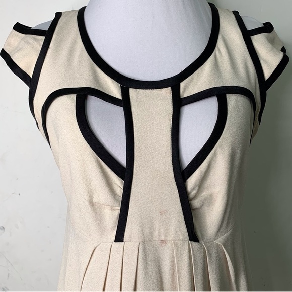 Temperley Women's Shift Cocktail Dress Cutout Detail Cream/Black Size 4 Wedding - Picture 3 of 16
